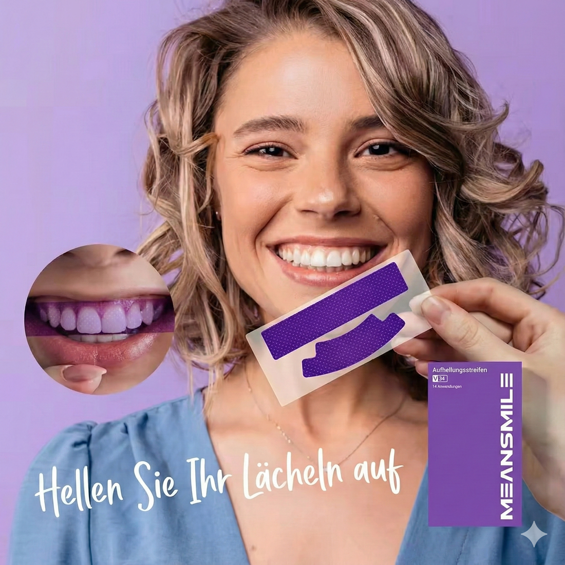 Meansmile Whitening Strips Anwendung